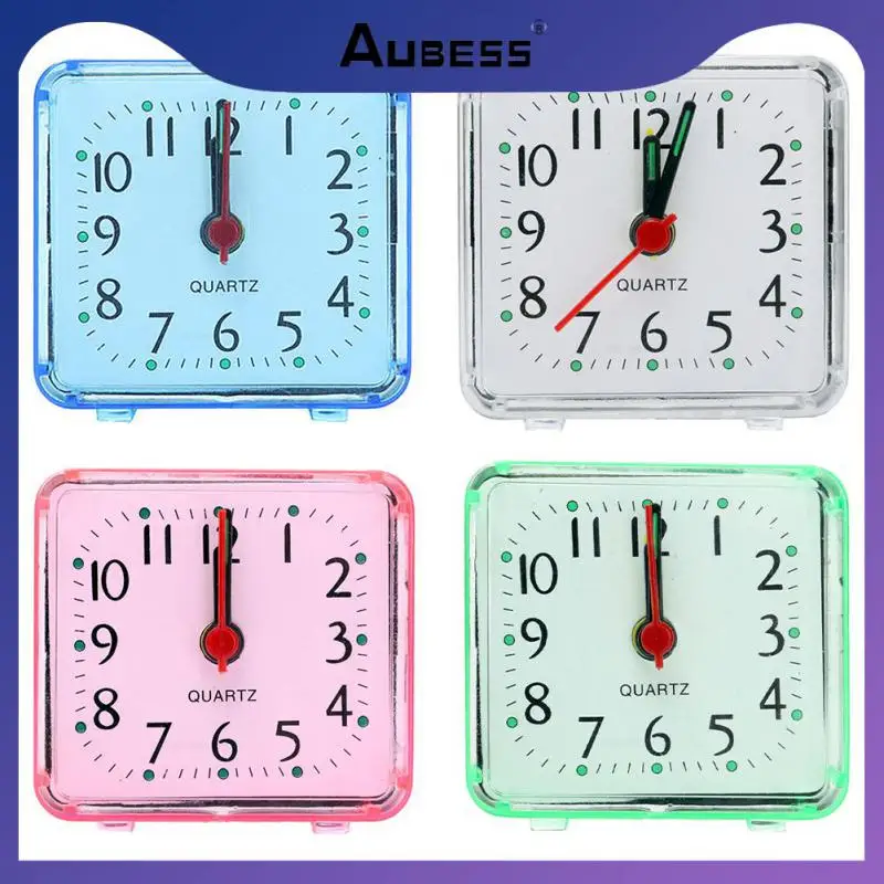 

Fashion Batteries Alarm Square Wake Up Clocks Electronic No Tick Table Clock Bedroom Accessories Small Alarm Clock Cute 4 Colors