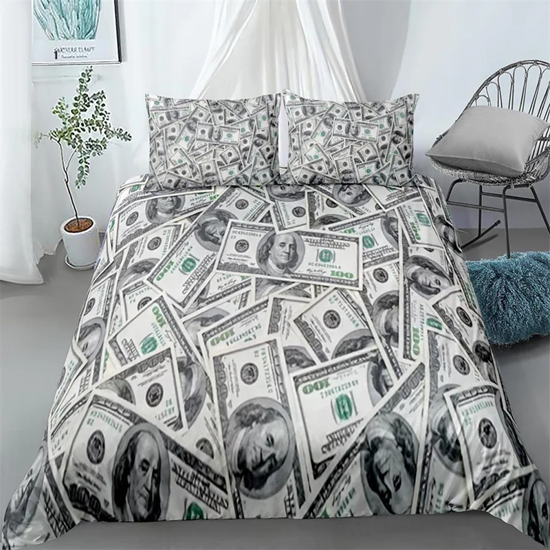 

Money Queen Duvet Cover Dollar Bills Bedding Set For Boys Girls Teens Decor Microfiber The Ben Franklin Portrait Comforter Cover