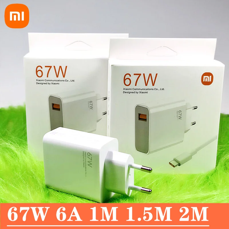 Xiaomi 67w Charger Original EU Turbo Fast charge adapter 1m 2M 6A cable Poco X3 GT Fast Charge Type C Cable Mi 11 Pro Ultra 12x