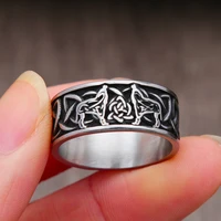vintage viking northern ireland celtics knot wolf ring for men women stainless steel nordic rings fashion jewelry gift size 7 12