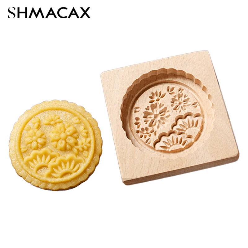 Набор Деревянных Формочек Для Печенья С Цветочными Розами И Рельефными Узорами
