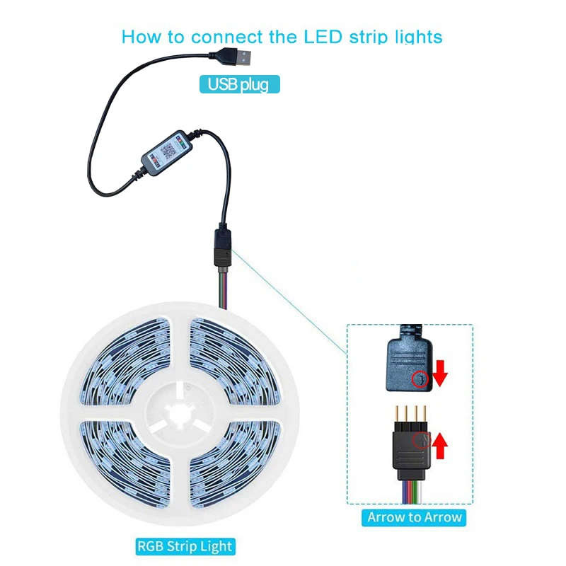 Светодиодная ленсветильник с Bluetooth и управлением музыкой через приложение USB 5 В