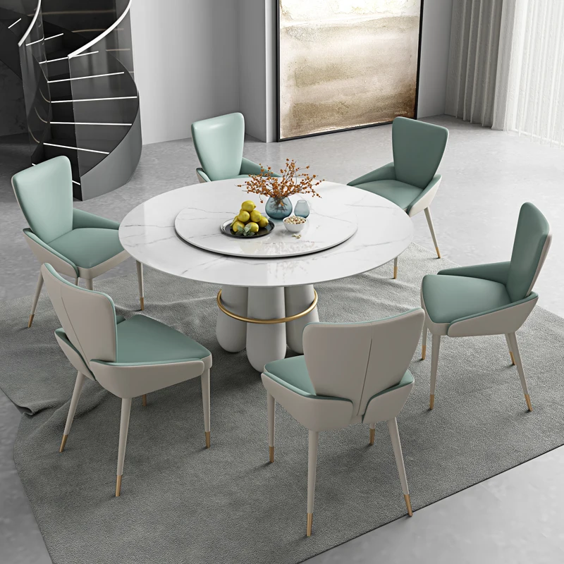 

Круглый Роскошный высококлассный домашний современный простой стол 1.2m1.5, гладкий каменный стол с поворотным механизмом, роскошный стол