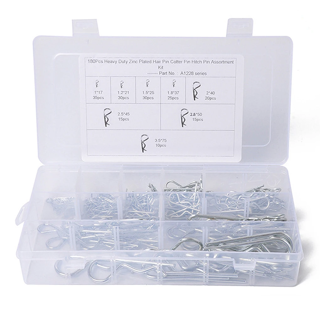 

181 Pieces Kit RV Hair Pin Portable Detachable Fast Release Automobile Trailer Boat Garage Workshop R Clip Hitch