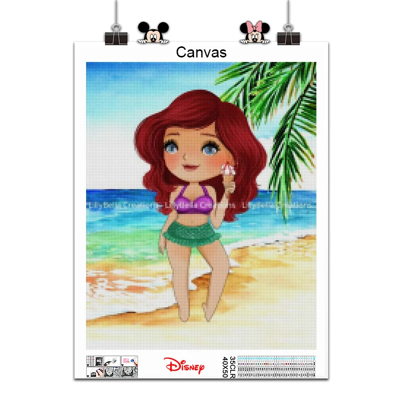 Алмазная 5D живопись сделай сам Пляжная вышивка с изображением Принцессы Диснея