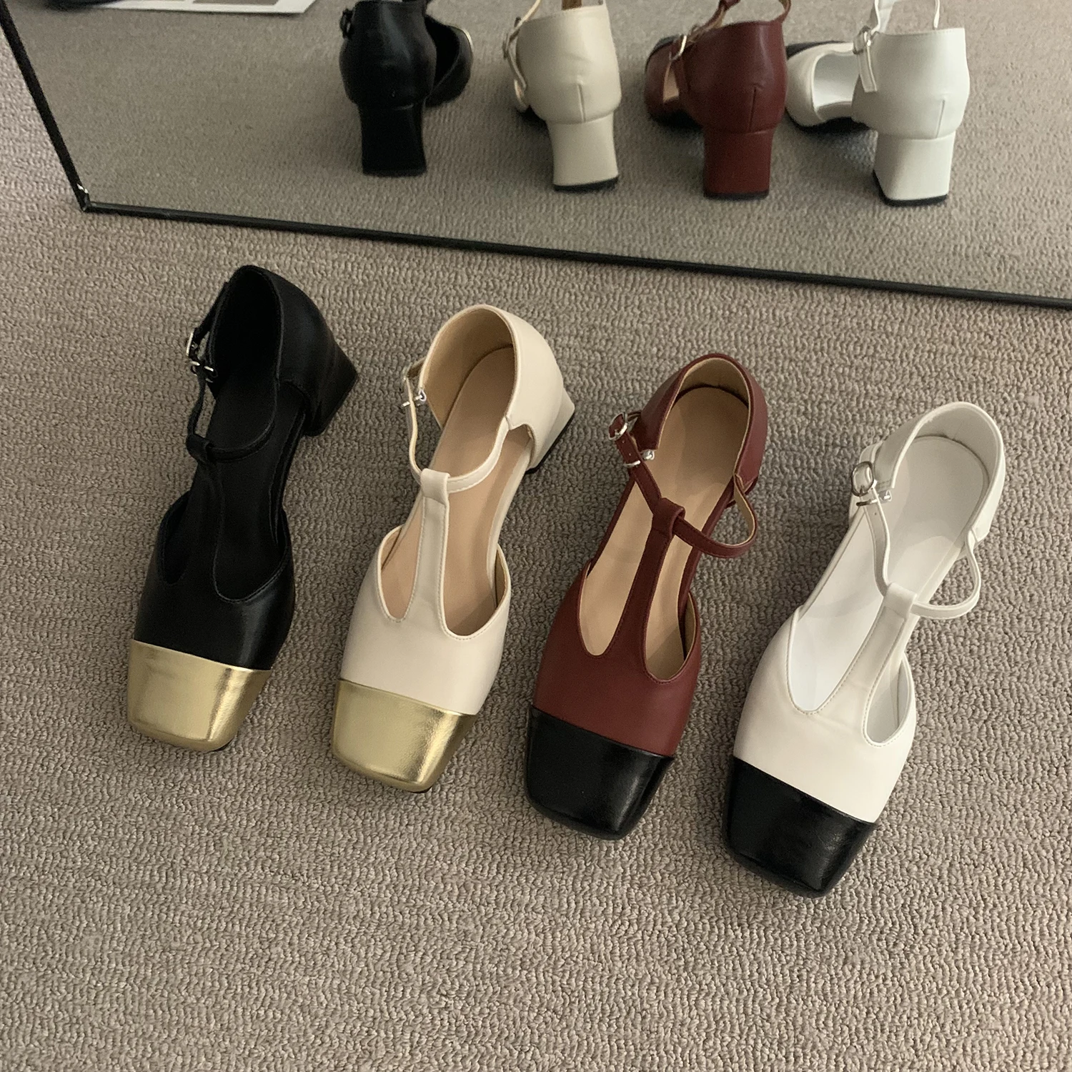 

Новинка 2023, элегантная женская классическая обувь, модные классические туфли на толстом высоком каблуке, женские туфли-лодочки с ремешком