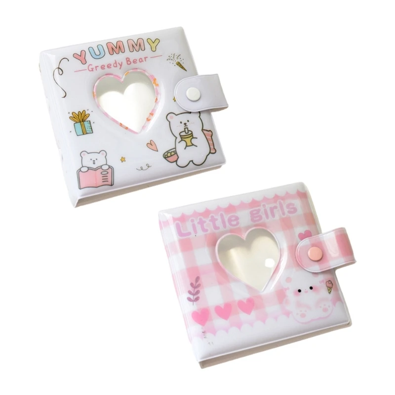 

3 Inch Photocard Holder Cartoon Bear Hollow Love Heart Album Collect Book Photo Card Book 40 Pocket Cards Sleeves