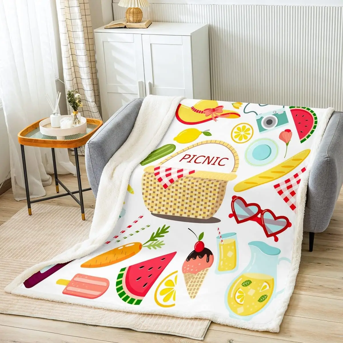 Летнее одеяло для пикника мультяшный рисунок мороженое арбуз одеяла детей