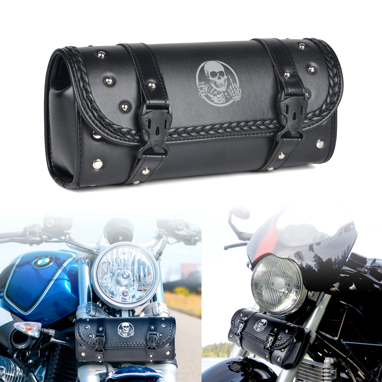 

Универсальная сумка для вилок и мотоциклов, из искусственной кожи, сумка для хранения инструментов на руль, сумка для Kawasaki, Suzuki, Yamaha, TENERE 700, ...