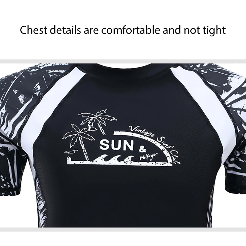 Men's Split Rash Guards Two-Piece Sets Summer Sunscreen Short-Sleeve Printing Surfing Snorkeling Suit Swimsuit Beachwear 2022