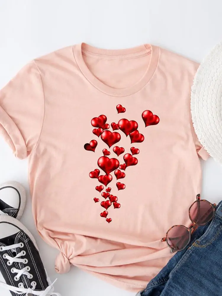 

Trend Love Print T-shirts Clothing Women T Clothes Short Sleeve 90s Style Sweet Ladies Casual Fashion Female Graphic Tee