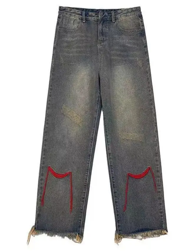 Men Jeans Hip-Hop Jeans Retro Ripped Jeans High Street Denim Pants