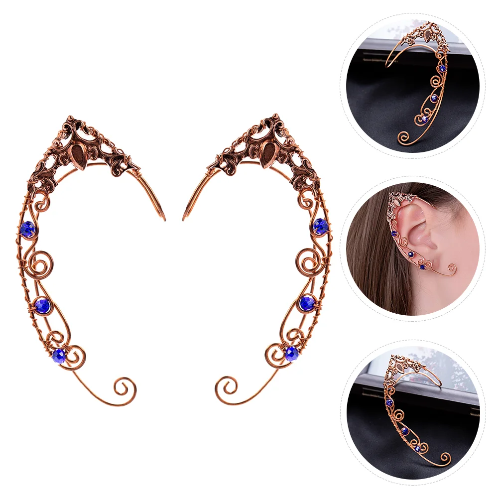 Серьги из 2 шт. серьги Elf Miss Pearl для женщин стразы зажим в виде кости эльфийские