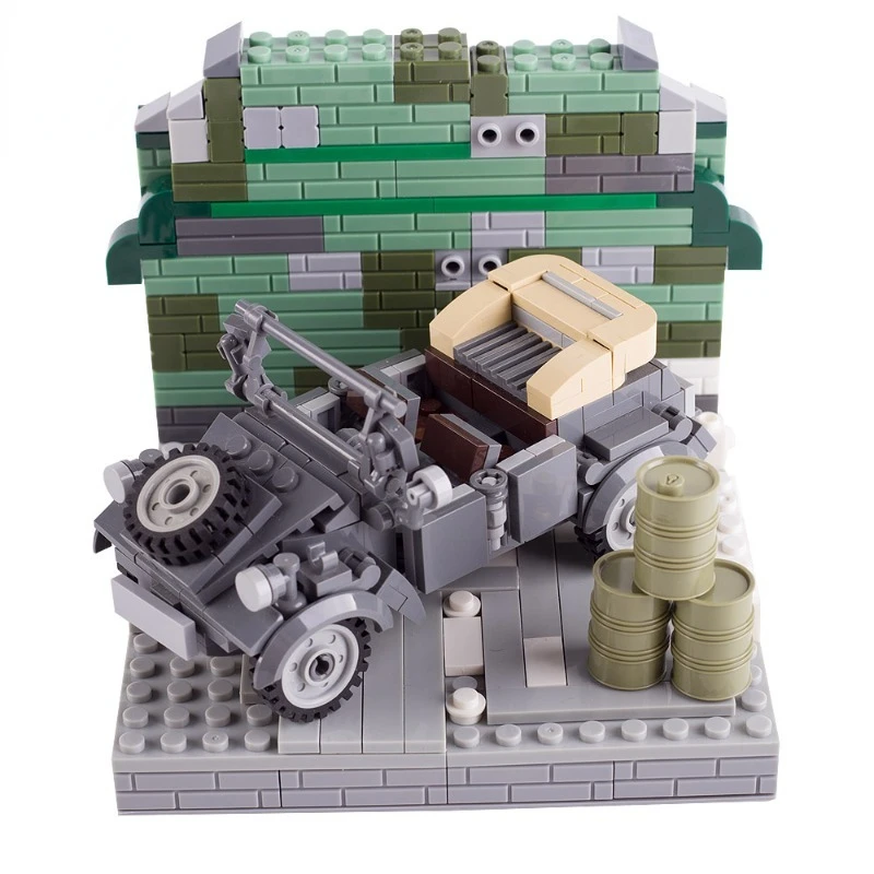 

MOC City Military SWAT Mini Convertible Car German Minifigs Building Blocks Educational Toys Weapon Parts Model Bricks Children