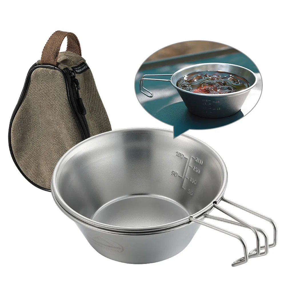 

2pcs 450ml Bowl Set Picnic Camping Mug Cookware With Storage Bag Stainless Steel Picnic Cutlery Cups Hiking Sela Cup Tool