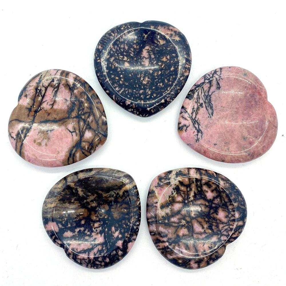 

1pc Fashion Rhodochrosite Stone Cabochons Heart-shaped Natural Semi-precious Beads 40x40x6mm Love Jewelry Decoration Healing