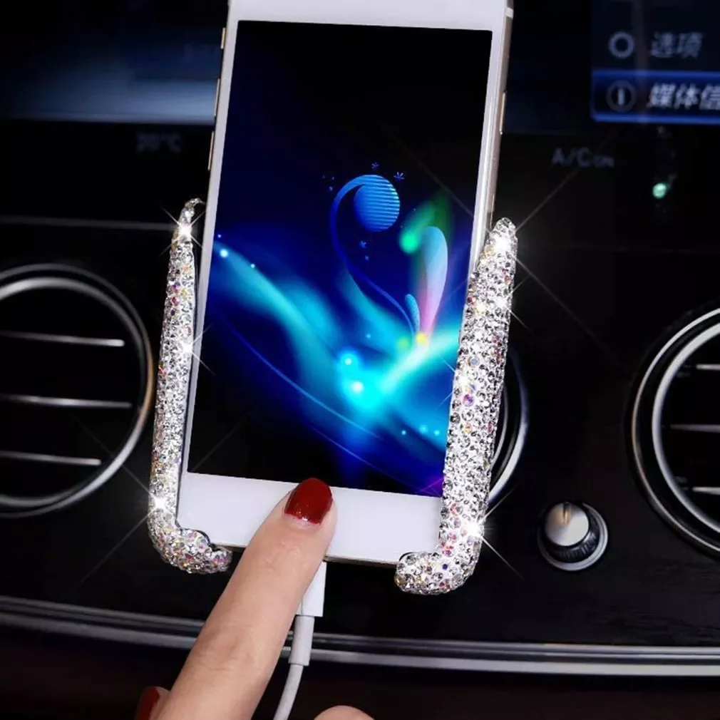 Car Air Outlet Snap-type Support Diamond-studded Navigation Mobile Phone Holder Professional Design To Prop Up Your Smartphones enlarge