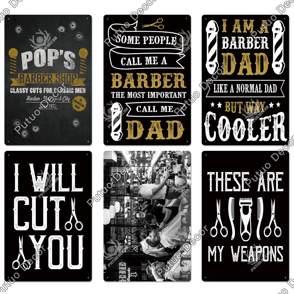 Винтажный Металлический Плакат Putuo Ретро-парикмахерская Настенный