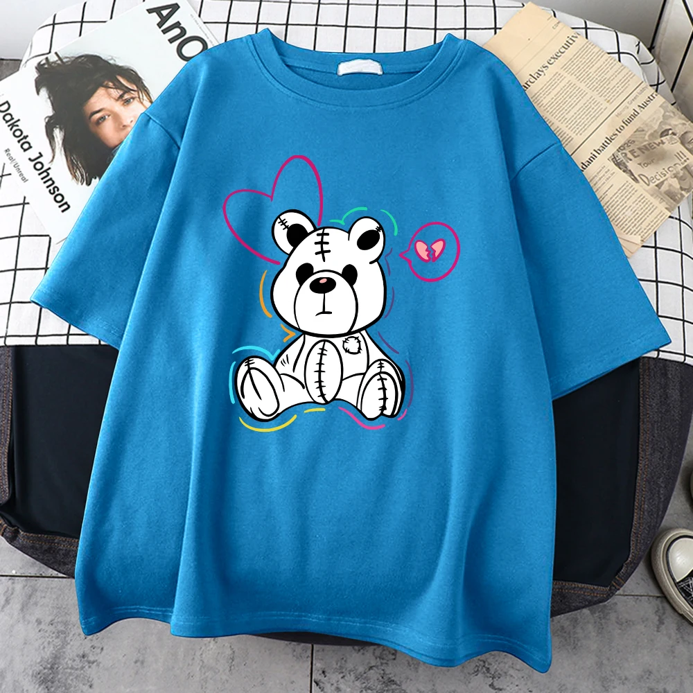 Хлопковые футболки с принтом сломанного Мишки Тедди и марионетки одежда в стиле
