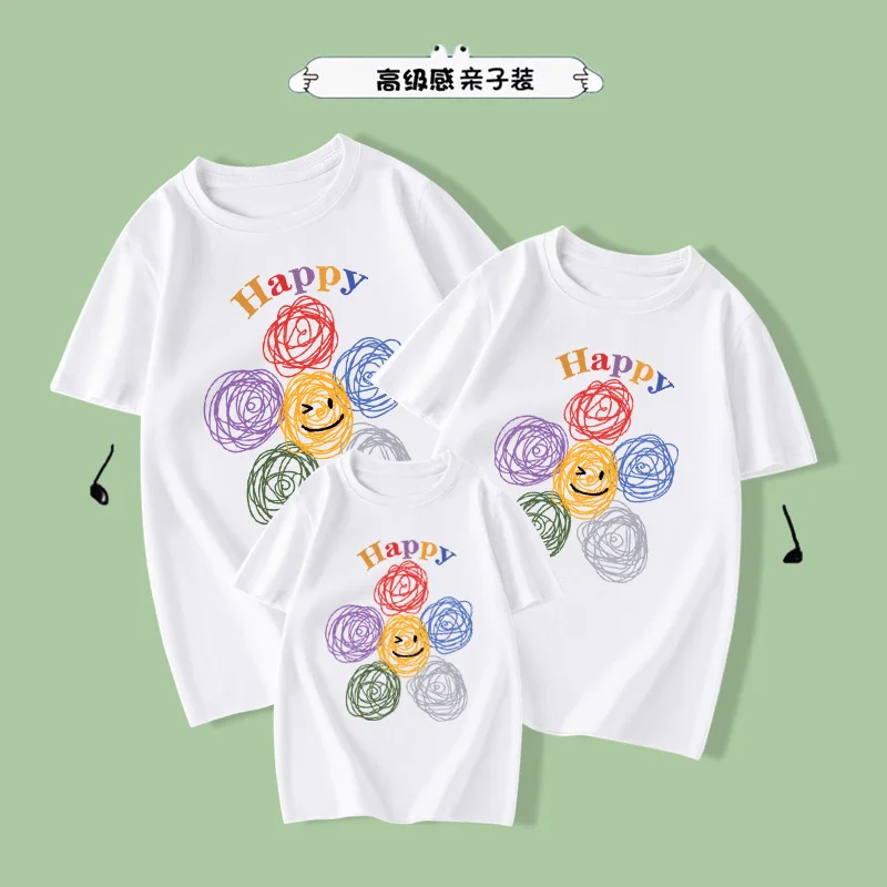 

Primary school class clothing activities Kindergarten parent-child clothing summer cotton short-sleeved family three or four peo