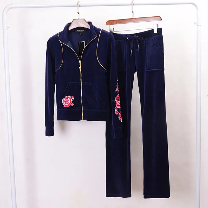 

Spring/Fall 2022 Casaul Tracksuit Women 2 Piece Set Top And Pants Velet Embroidery Tracksuit Zipper Sexy Sweatshirt Sweat Suit