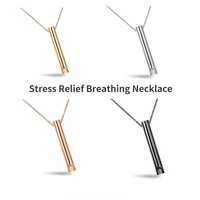 stainless steel stress relief breathing necklace for women mindful meditation necklace inhale exhale yoga deep breath necklace