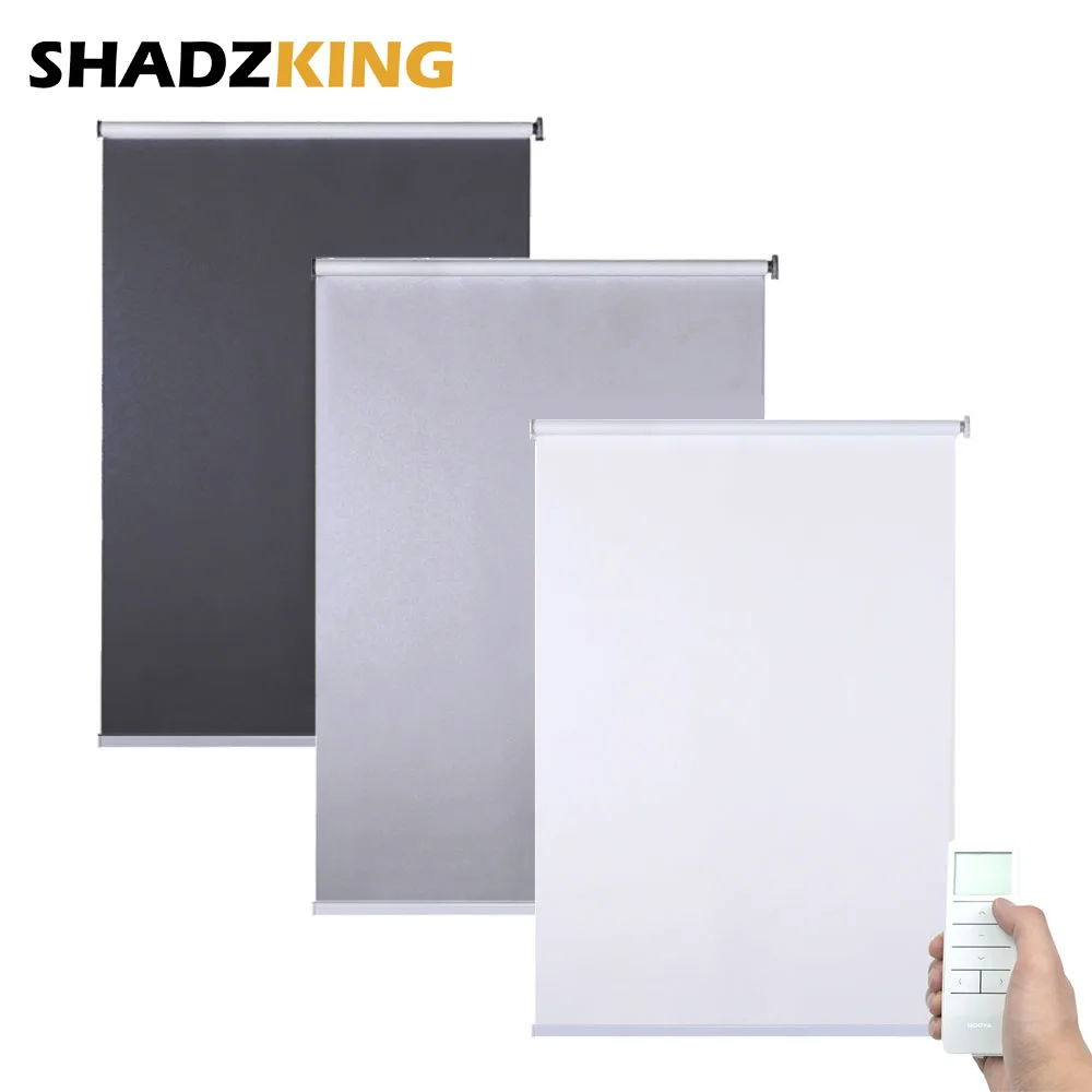 Скидка Беспроводные роликовые жалюзи Shadzking для окон, Моторизованные электрические роликовые жалюзи с Wi-Fi мотором Alexa Google, жалюзи для дома Дешево Беспроводные роликовые жалюзи Shadzking для окон, Моторизованные электрические роликовые жалюзи с Wi-Fi мотором Alexa Google, жалюзи для дома