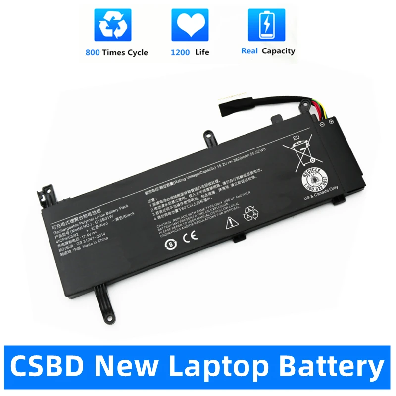 

CSBD New G15B01W Laptop Battery for Xiaomi Gaming Laptop 15.6'' i5 7300HQ GTX1050 GTX1060 1050Ti/1060 171502-A1 15.2V 3620mAh