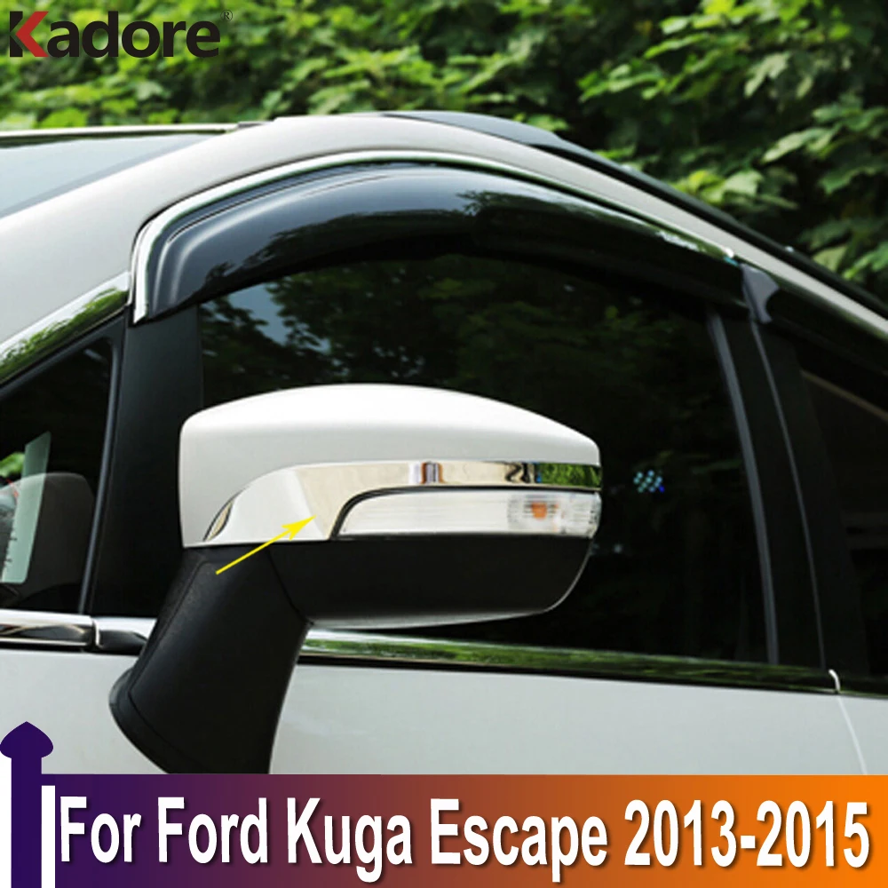 For Ford Kuga Escape 2013 2014 2015 ABS Chrome Side Door Rear View Mirrors Cover Trim Mirrors A Pillar Sticker Accessories