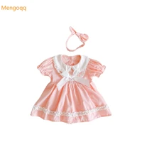 summer clothes baby girl pink doll collar puff sleeve cotton triangle romper kids infant fashion jumpsuit dress gift headbands