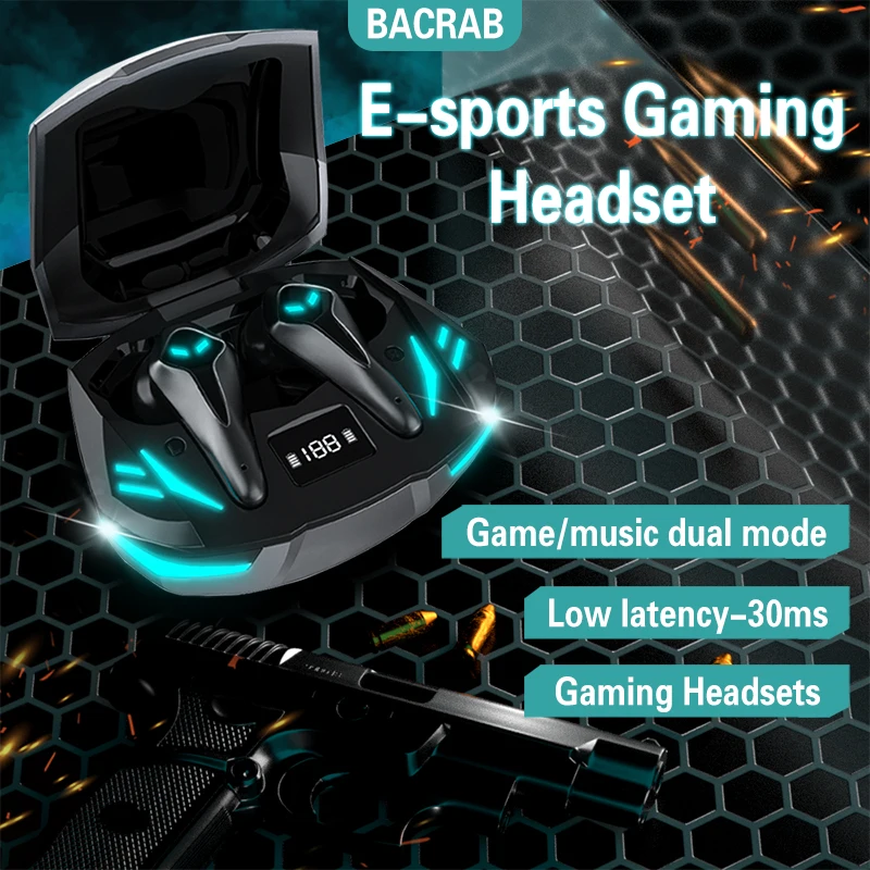 

Gaming Headsets Bluetooth 5.1 Dual Mode True Wireless Noise Reduction Headphones Low Latency LED Power Display E-sports Earbuds