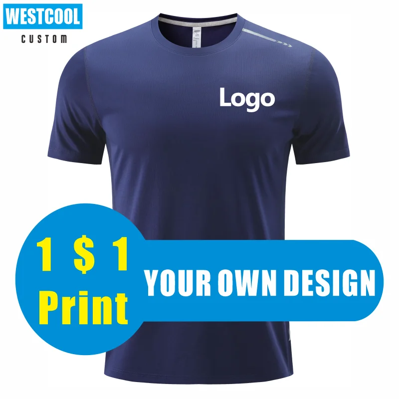 

WESTCOOL Quick-Drying T-Shirt Custom Logo Embroidery Company Team Brand Print Design Summer 6 Color Men And Women Clothing Sport