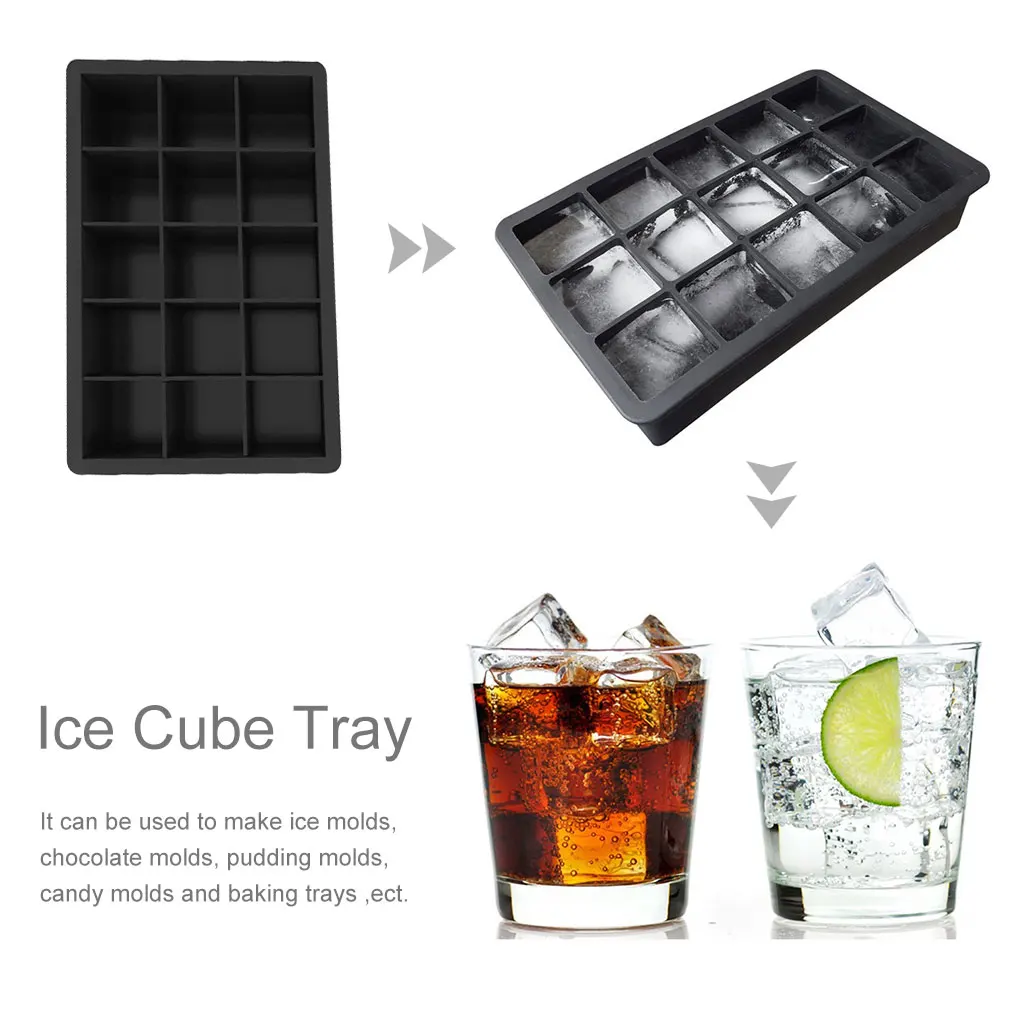 

BPA Free 6/15 Big Ice Tray Mold Giant Large Food Grade Silicone Ice Cube Square Tray Mold DIY Ice Maker Ice Cube Tray
