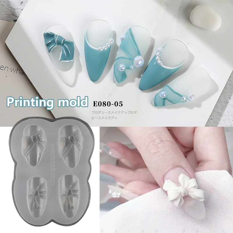 

Beautiful Nail Art Silicone Mold 6 Designs Durable 3D Stereo Crystal Carving Mold Crystal Powder Carved Nail Art Tool