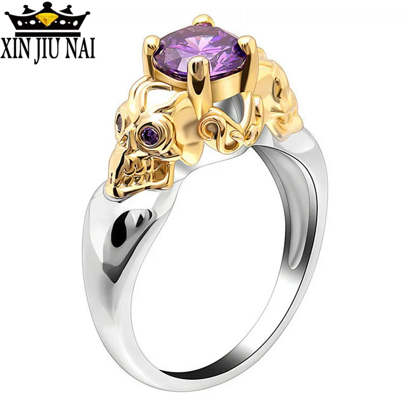

Кольцо с фиолетовым кристаллом и фианитом для мужчин и женщин