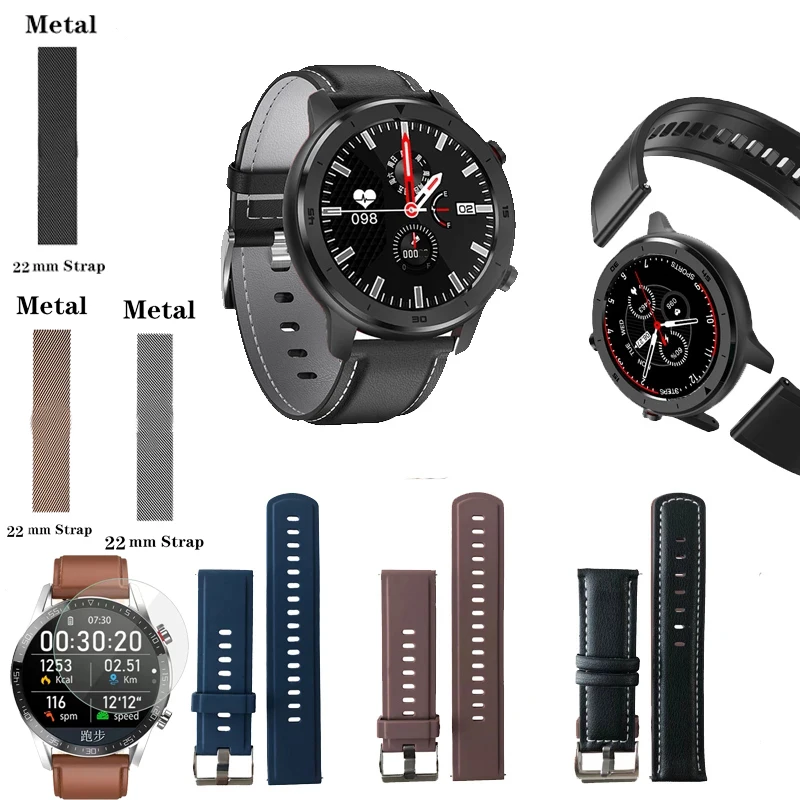 

Ремешок для смарт-часов L13, аксессуары для часов, сталь, кожа, силикагель, защита экрана, зарядный кабель для Носимых устройств 22 мм