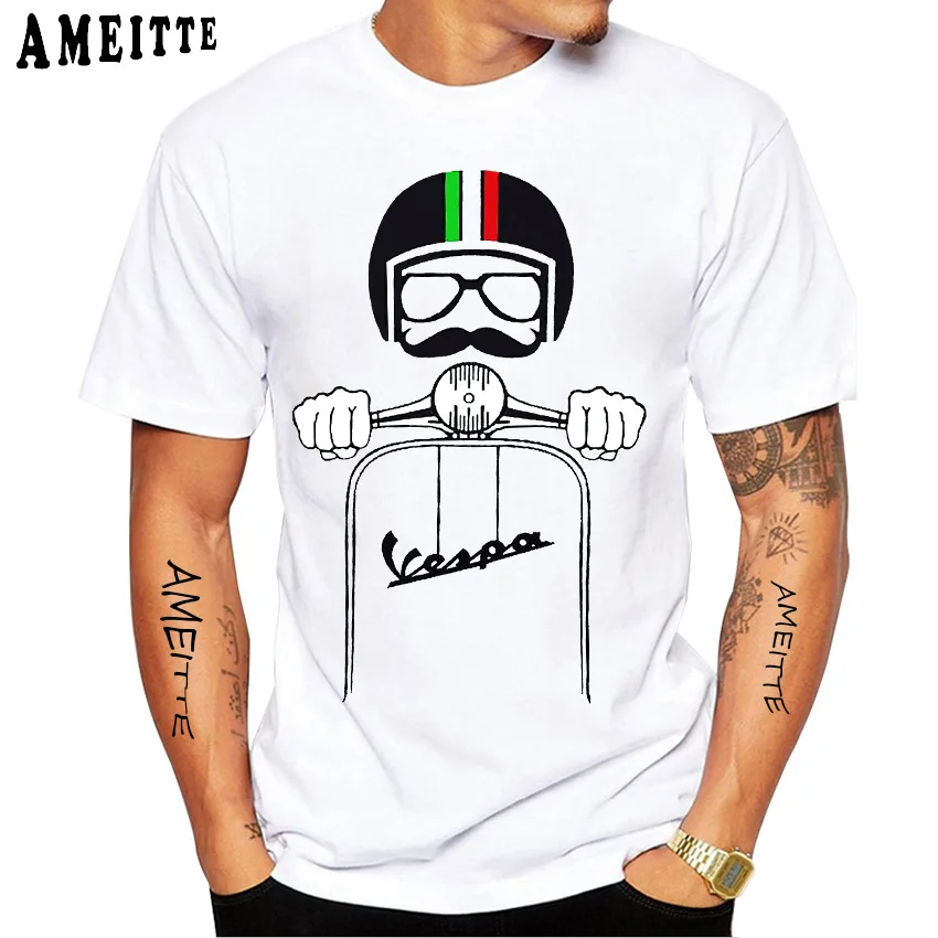 

Мужская футболка с коротким рукавом, итальянская рубашка с принтом VESPA PX, в стиле хип-хоп, повседневная, хипстерская, белая