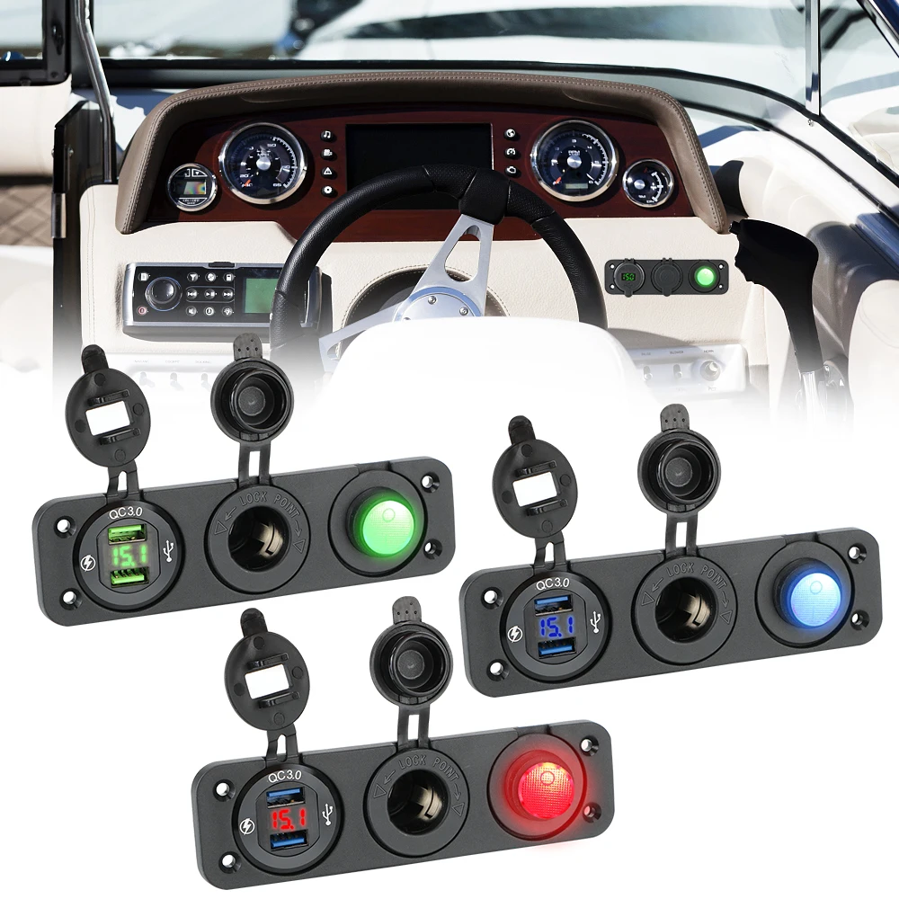 

Тумблер с двумя USB-портами DC 12 В/24 В