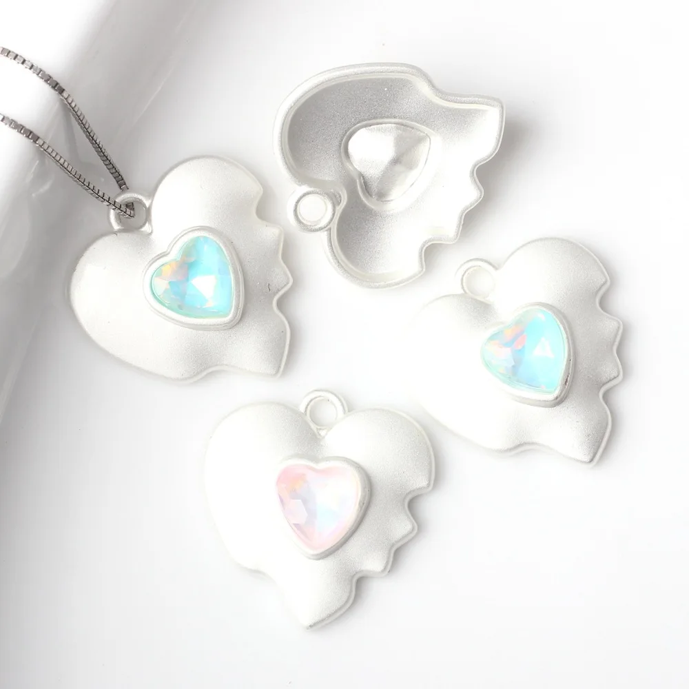 

10Pcs Alloy Charms Heart Inlaid Zircon Pendants for Jewelry Making Earrings Necklace Bracelet Key Chain DIY Accessories Ornament