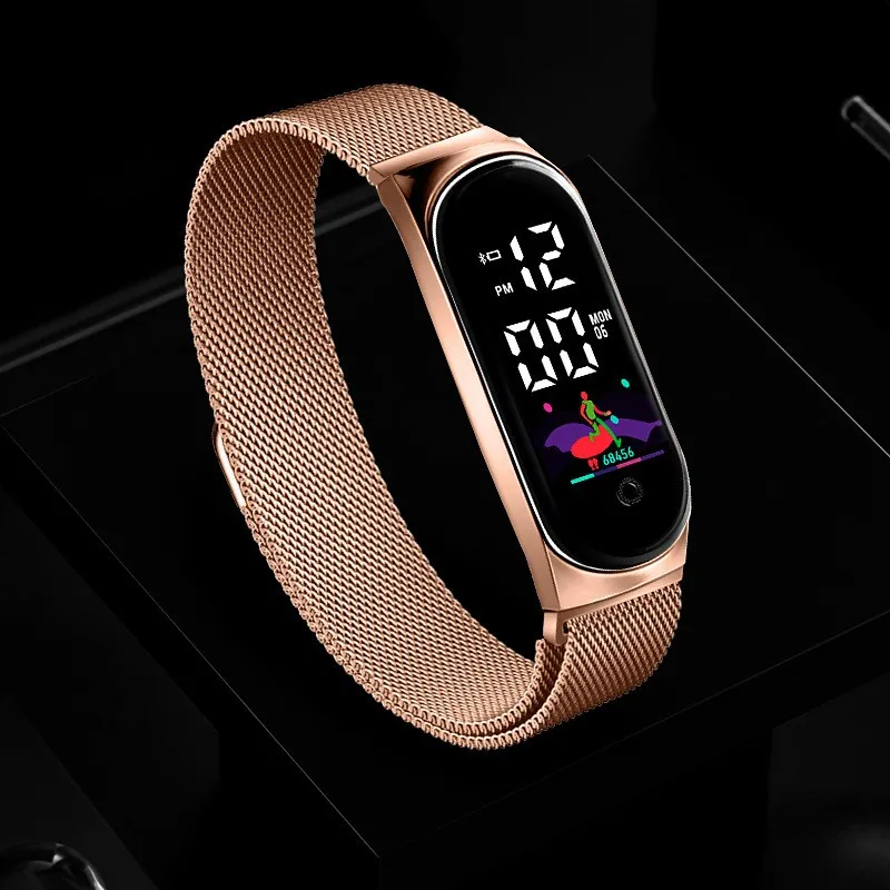 Women's Couple Leisure Fashion Luxury LED Electronic Bracelet Magnet Buckle Milan Love Colorful Digital Electronic Watch