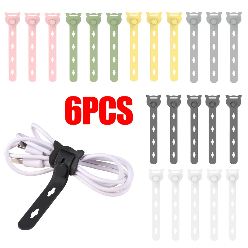 

Cartoon Small Cat Shape Silicone Cable Ties Multifunction Data Cord Earphone Wire Mouse Keyboard Line Management Organizer Strap