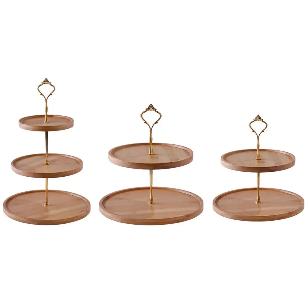 

2/3 Layers Natural Bamboo Fruit Tray Innovative Snack Rack Stand Dessert For Afternoon Tea Table DecorationCake Serving Tray