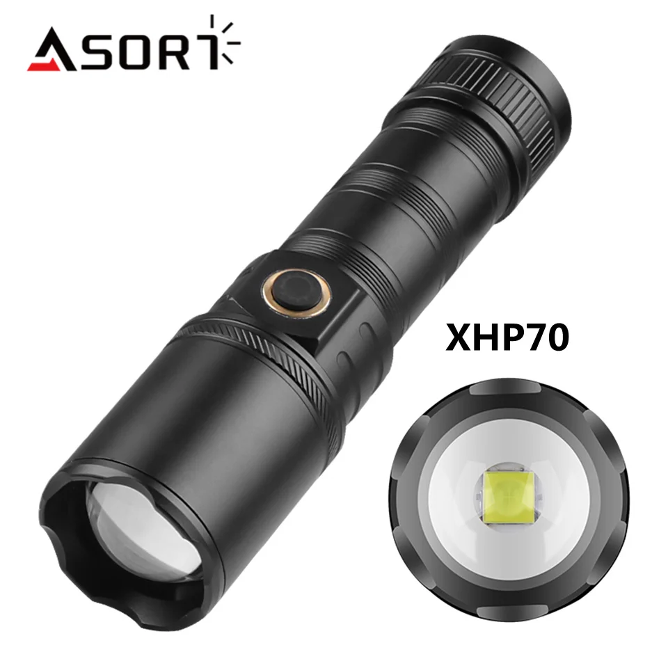 High Power LED Flashlight Lantern TYPE-C Rechargeable Zoom Long-range Flashlights For Camping Fishing Hiking Self Defense