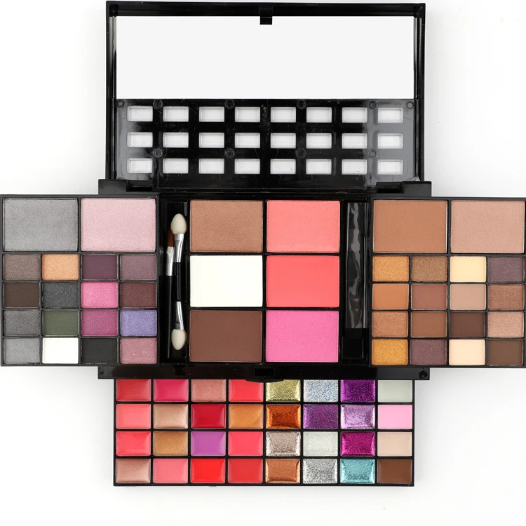 

74 color eye shadow set, lip gloss, powder blusher, foundation make-up, earth color, pearl Matt lipstick, makeup combination set