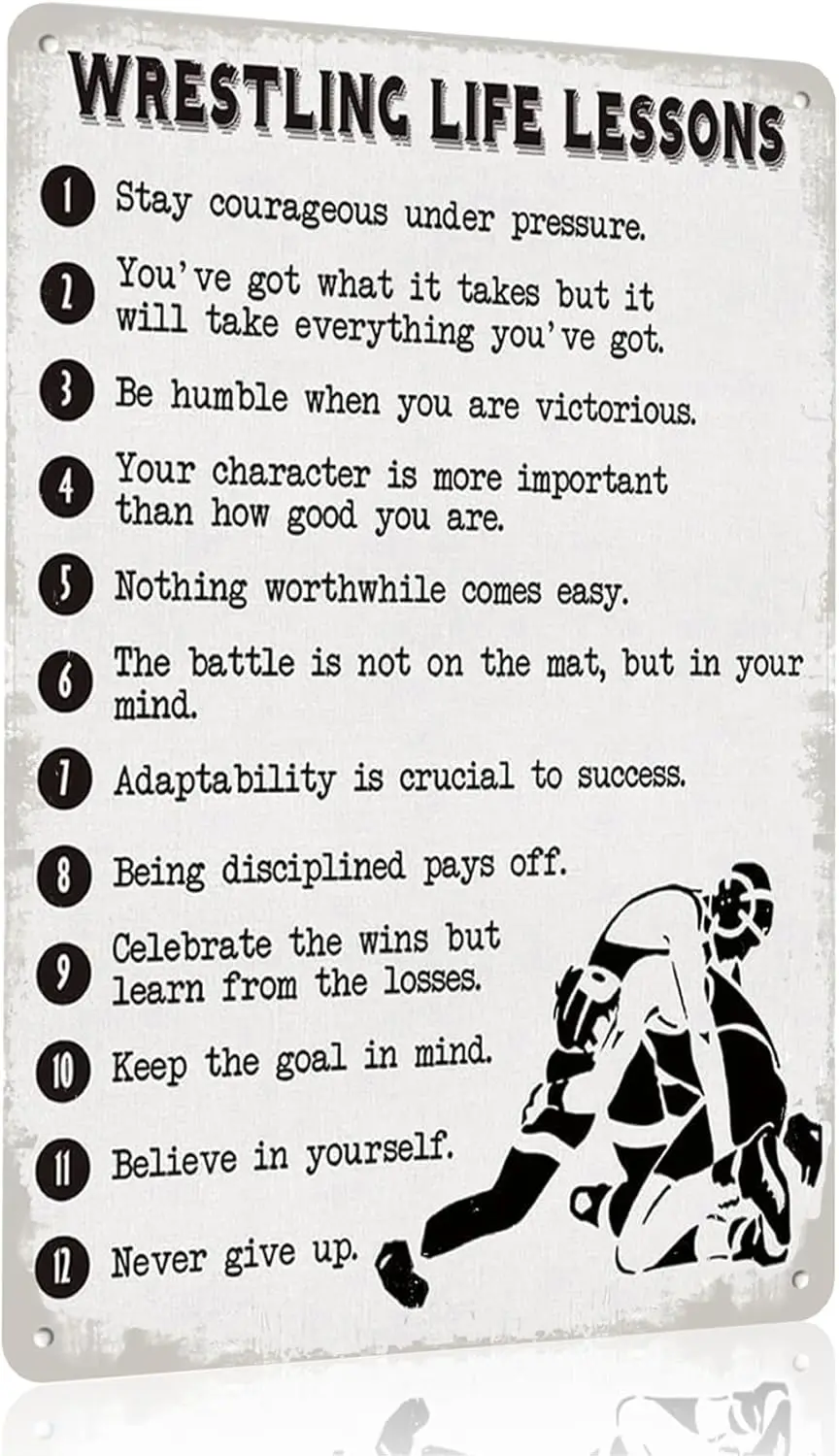 Nsprnl Wrestlng Quote Sgn - Lfe Lessons Vntge Tn для домашнего офиса спальни тренажерного зала Wll Decor 812