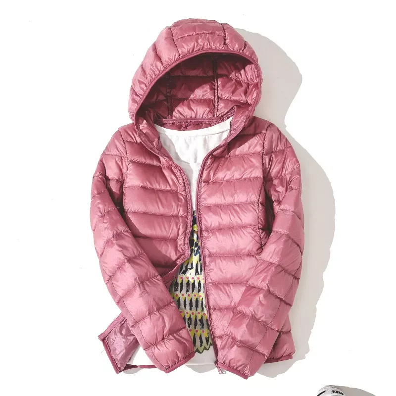 

2022New Women Thin Down Jacket White Duck Down Ultralight Jackets Autumn And Winter Warm Coats Female Portable Outwear