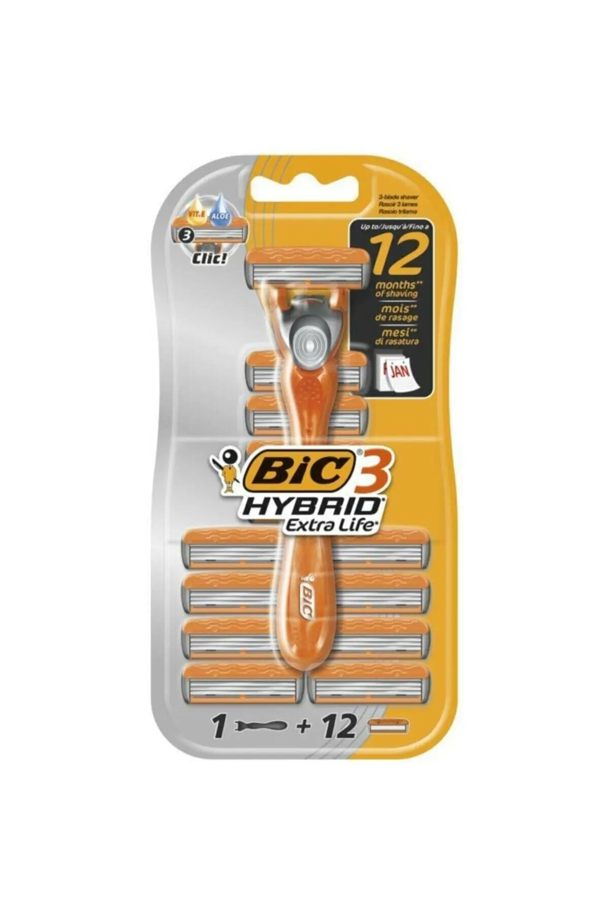 Bic hybrid extra life jilet-12 monthly package 3 knife techn
