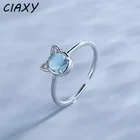 Кольцо CIAXY с синим камнем в виде кошачьего глаза, 925, для женщин, индивидуальное Открытое кольцо с милым котом, креативное ювелирное изделие серебряного цвета, подарок Вечерние