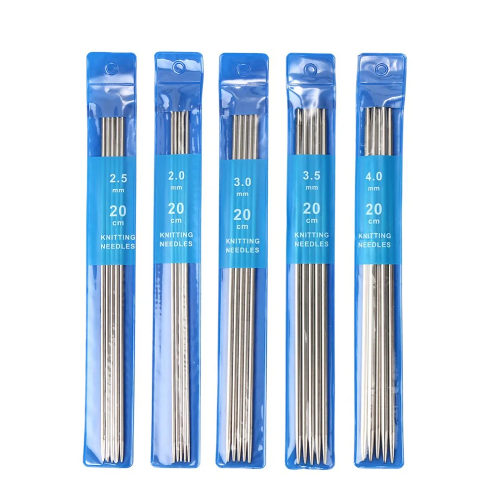 

5Pcs/Set 20cm Straight Knitting Needles Stainless Steel Crochet Hook DIY Sweater Weave Knitting Tools Size 2-4mm