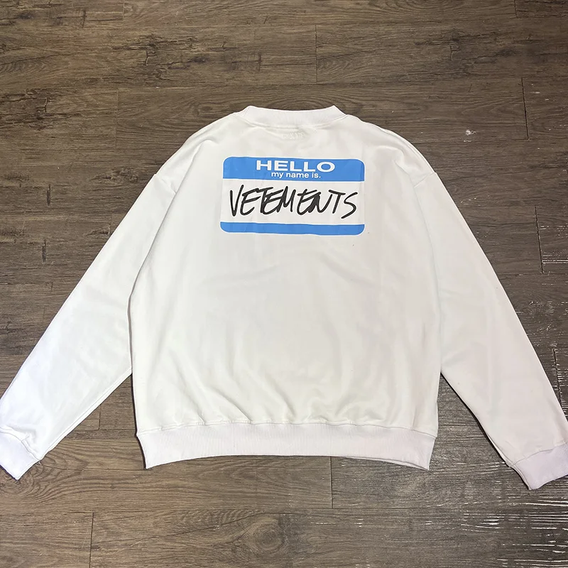 

VTM Signature Label Hello My Name Is Vetements Sweatshirts Men Women 1:1 Best Quality Oversize Embroidered VTM Hoodies Pullover